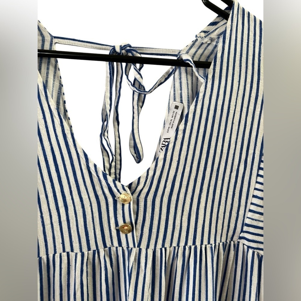 Zara blue striped short sleeve mini dress - Picture 6 of 8